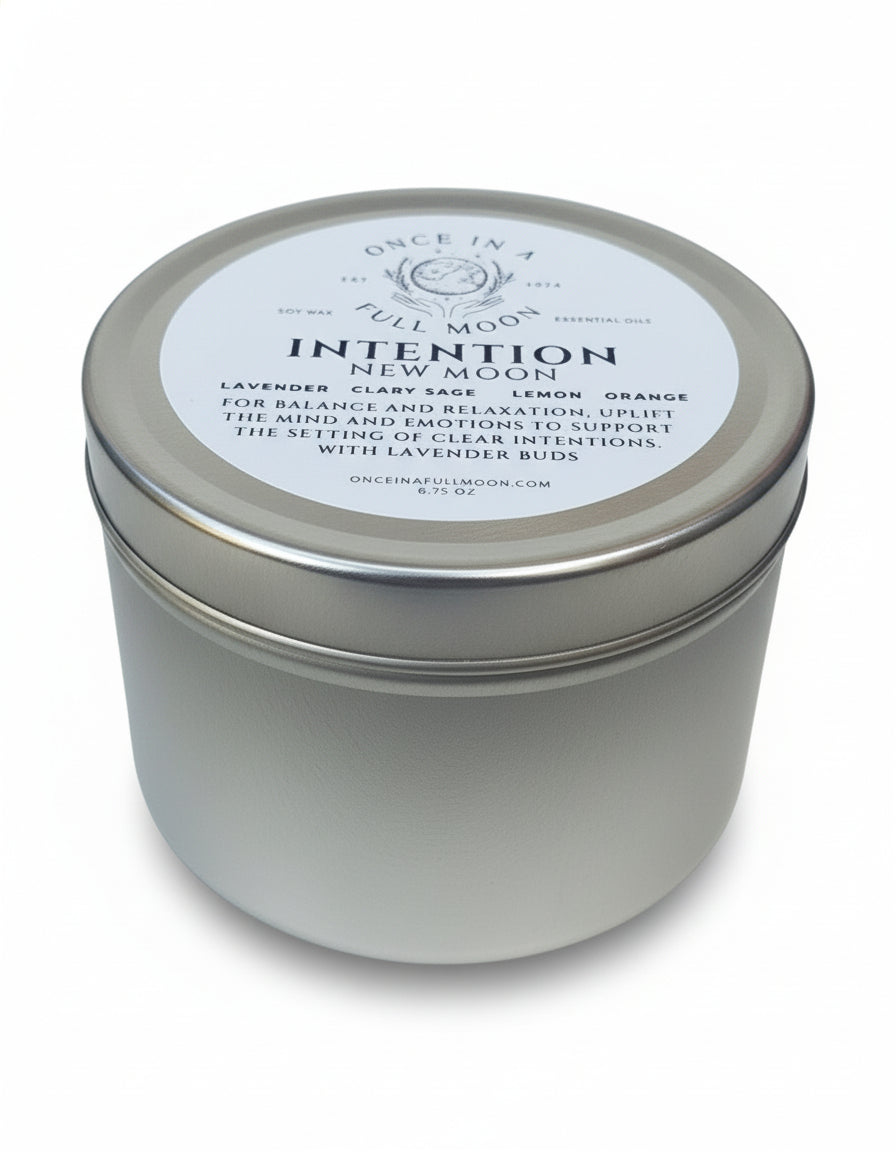 Intention New Moon Calm Clarity Soy Wax Candle Tin 6.75 ozs