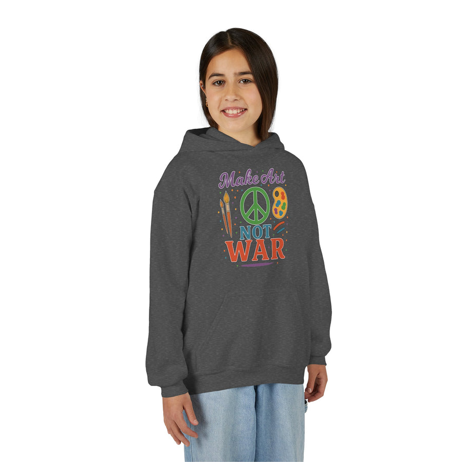 Make Art Not War Youth Hoodie — Peace & Creativity Graphic Sweatshirt