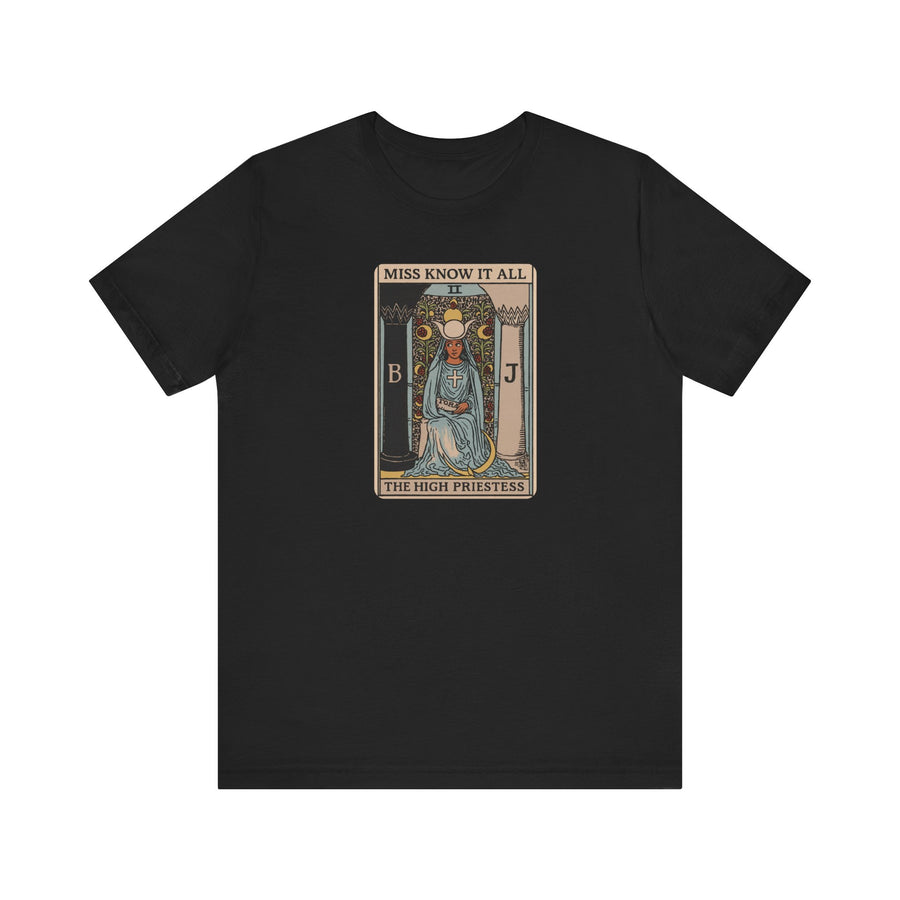 The High Priestess Miss Know It All Graphic T Shirt Tarot Mystical Intuitive