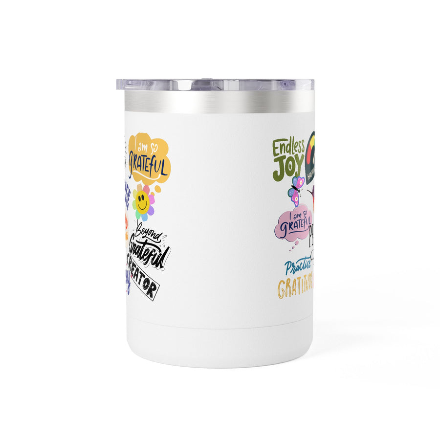 Peace & Gratitude 15oz Tumbler Mug — Happiness, Joy & Gratitude Sticker Collage
