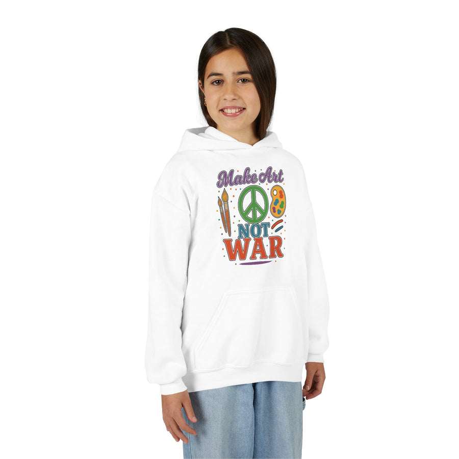 Make Art Not War Youth Hoodie — Peace & Creativity Graphic Sweatshirt