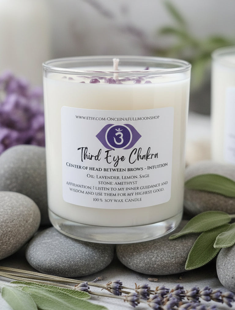 Third Eye Chakra - Lavender Lemon and Sage Soy Wax Candle
