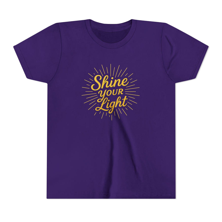 Shine Your Light Youth Tee, Inspirational Short Sleeve Kids Shirt