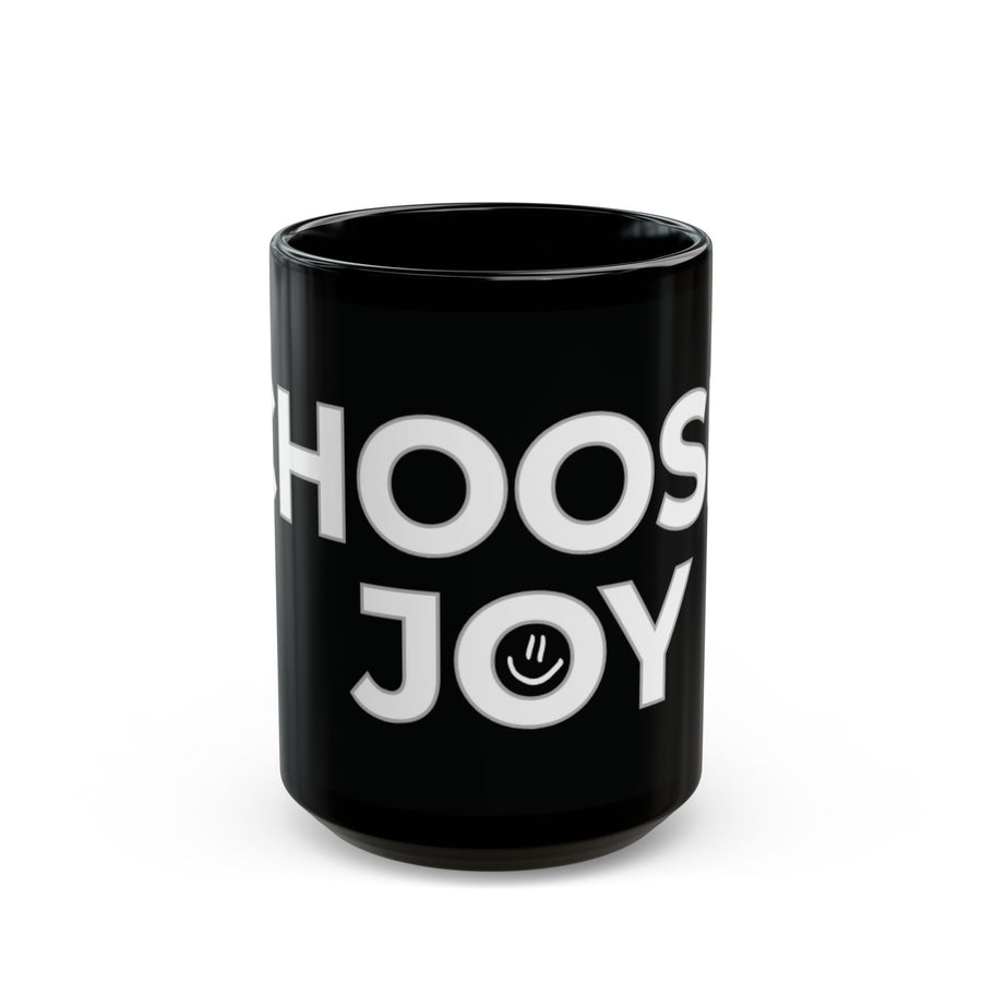 Choose Joy Black Coffee Mug — 11oz/15oz Inspirational Smile Design