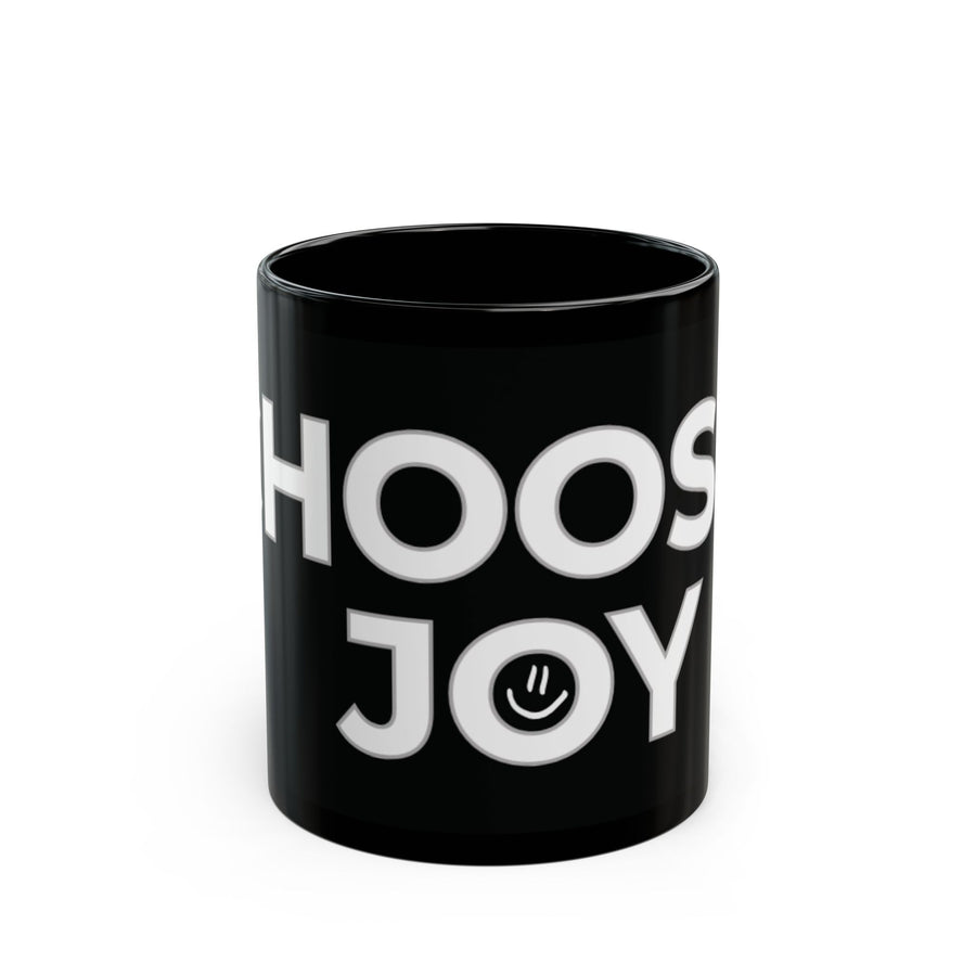 Choose Joy Black Coffee Mug — 11oz/15oz Inspirational Smile Design