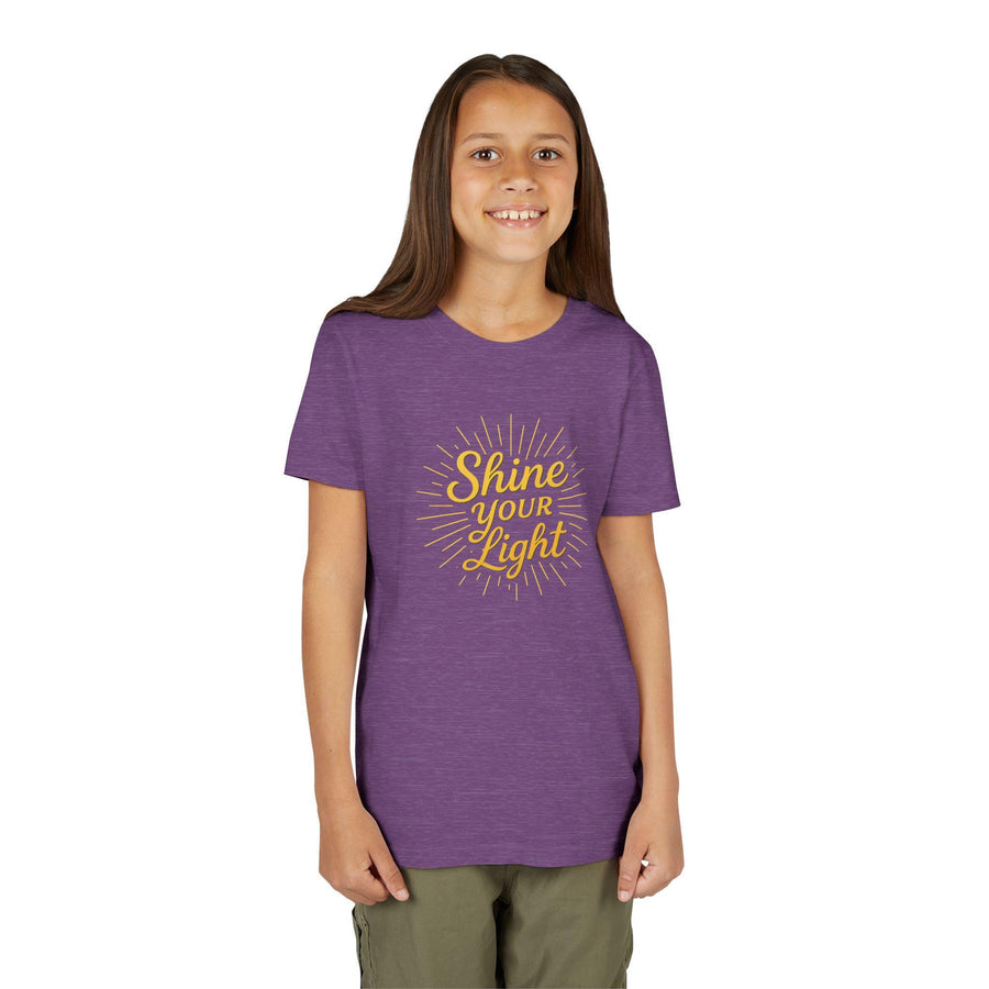 Shine Your Light Youth Tee, Inspirational Short Sleeve Kids Shirt