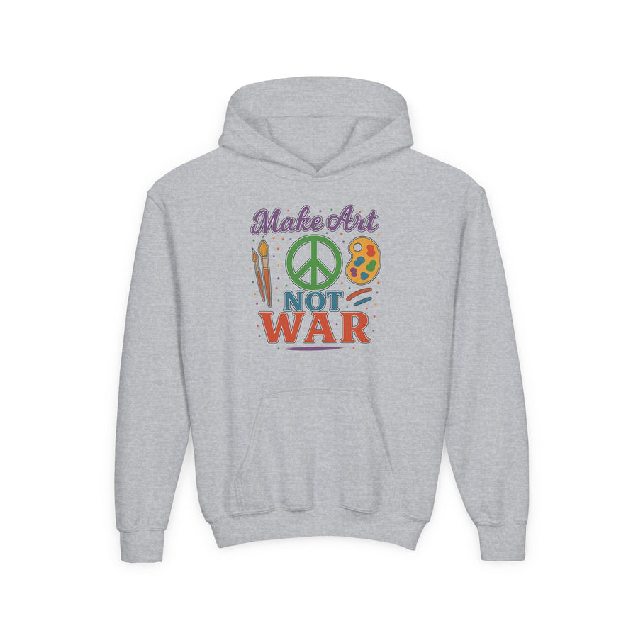 Make Art Not War Youth Hoodie — Peace & Creativity Graphic Sweatshirt