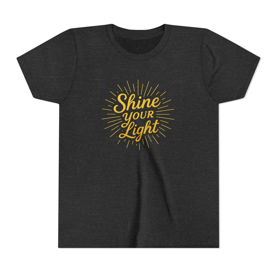 Shine Your Light Youth Tee, Inspirational Short Sleeve Kids Shirt