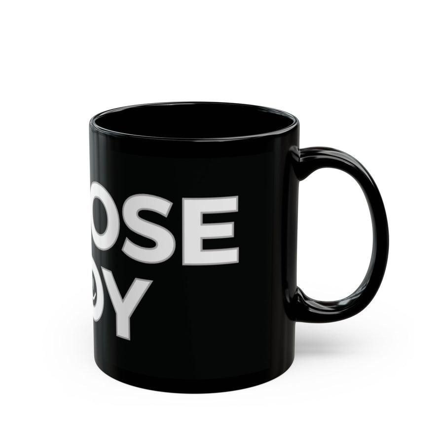 Choose Joy Black Coffee Mug — 11oz/15oz Inspirational Smile Design