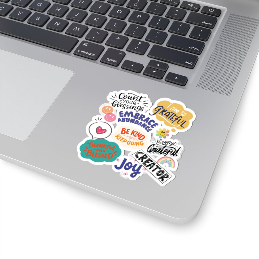 Grateful & Joyful Positive Phrase Sticker Pack — Kiss-Cut Inspirational Decals
