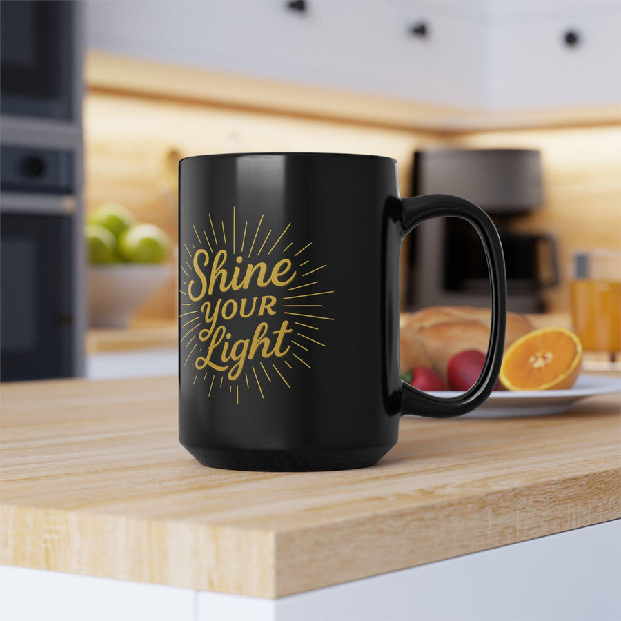 Shine Your Light and Brilla Tu Luz Inspirational Black Mug