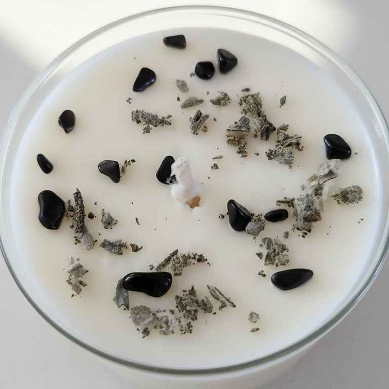 Cleanse Clear and Release Soy Wax Candle Essential Oil Sage Gemstones