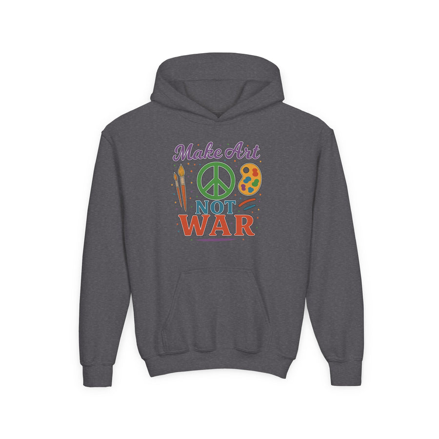 Make Art Not War Youth Hoodie — Peace & Creativity Graphic Sweatshirt