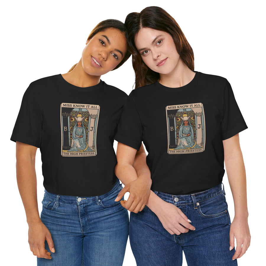 The High Priestess Miss Know It All Graphic T Shirt Tarot Mystical Intuitive