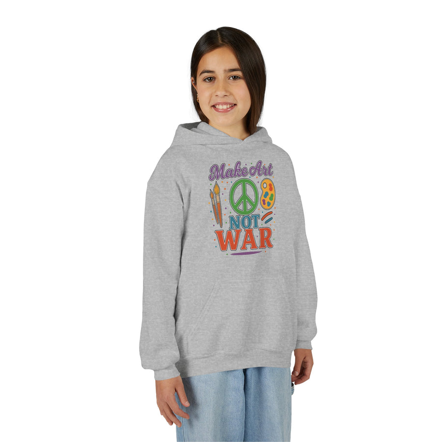 Make Art Not War Youth Hoodie — Peace & Creativity Graphic Sweatshirt