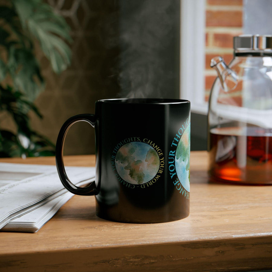 Change Your Thoughts, Change Your World - Positive Mindset Home, Office, Self-care, Gifts, Mindfulness, Black Mug (11oz,15oz)