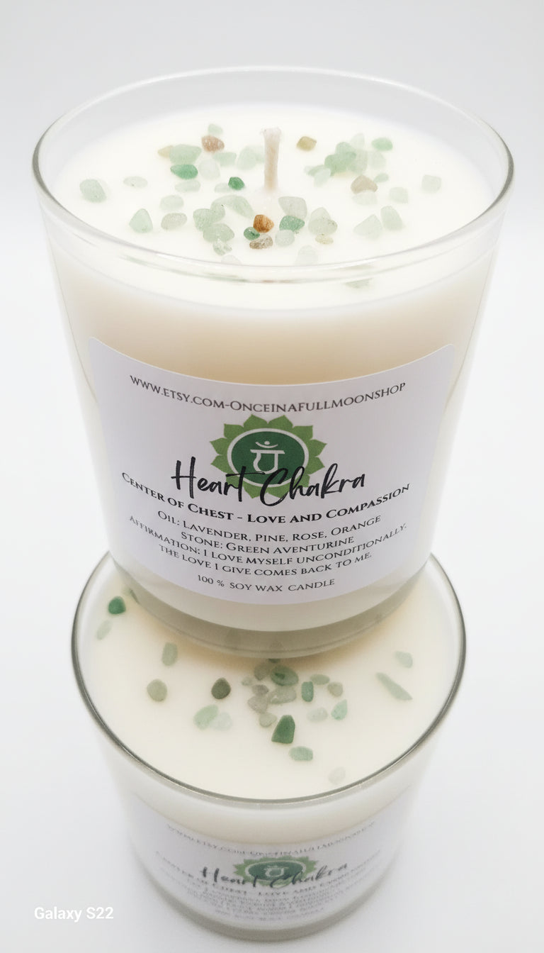 Heart Chakra - Lavender, Pine, Rose, Orange Soy Wax Candle