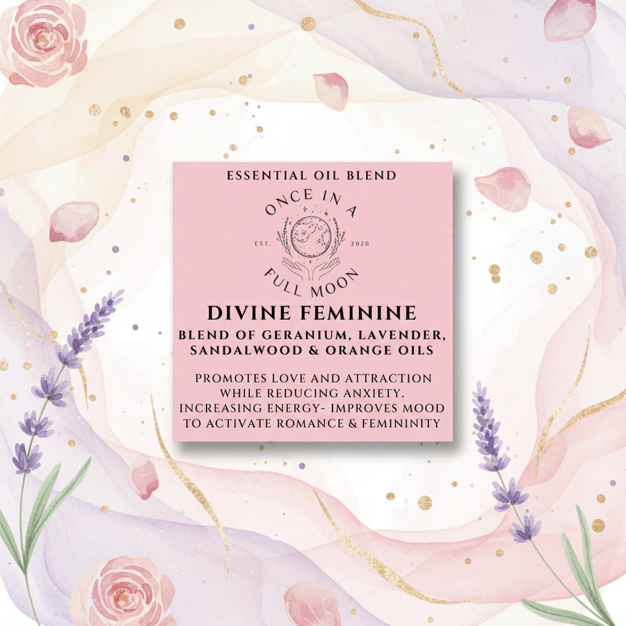 Divine Feminine Essential Oil Blend: Geranium, Sandalwood & Orange, Aromatherapy (15 mL)